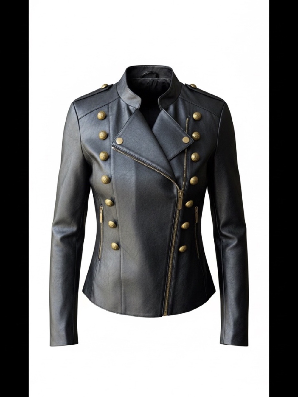 Vince Camuto Military Faux Leather Jacket in Black – Size Large (Like New)